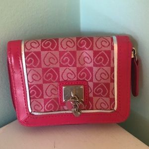 Girls pink wallet with hearts